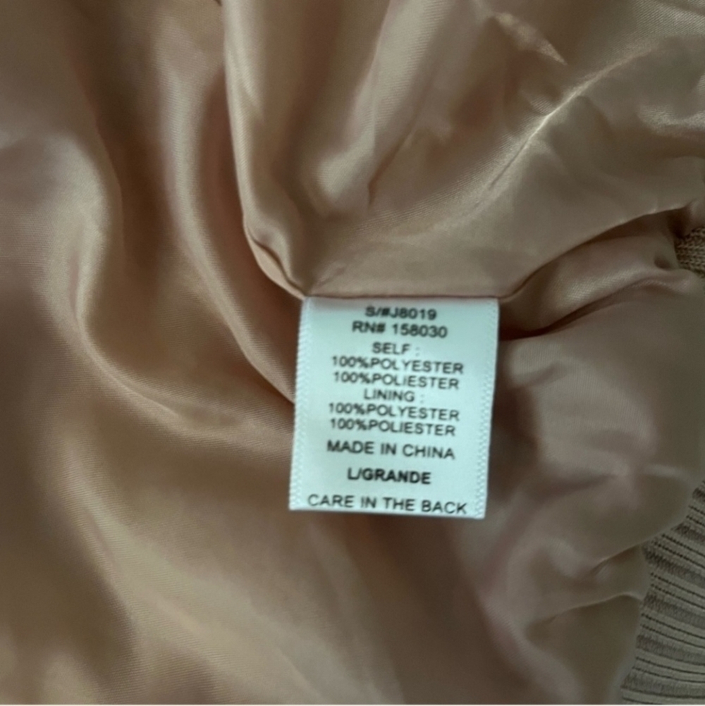 Love Tree Teddy Jacket Mauve Large Bomber Style Zip Front - Picture 7 of 14
